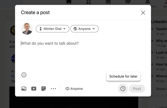 where to find my scheduled posts on linkedin