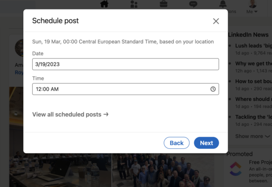 where to find my scheduled posts on linkedin